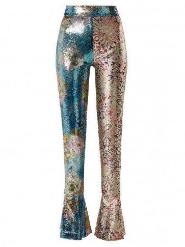 HALPERN High-rise blue, pink and gold sequin-embellished skinny trousers - flipped
