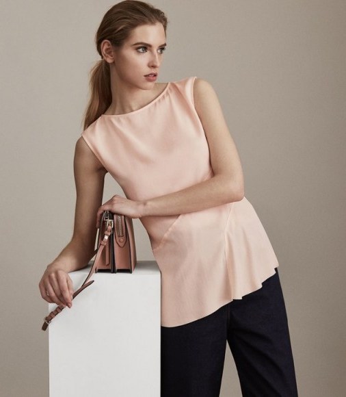 REISS ISLIA LADDER-TRIM TOP APRICOT BLUSH ~ luxe silky tops - flipped
