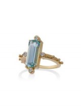 JESSIE WESTERN 18k gold ring with aquamarine and diamond / blue stone 18k gold rings / aquamarines & diamonds