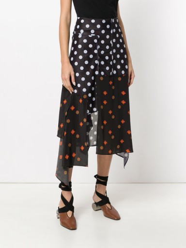 JW ANDERSON polka dot and floral print skirt ~ uneven paneled skirts
