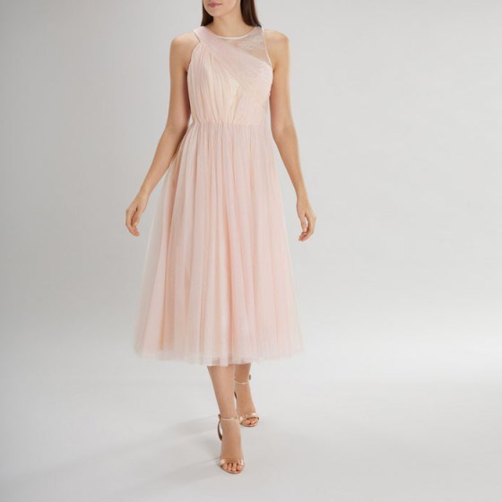Coast Karo Tulle Dress in blush – pastel-pink dresses - flipped