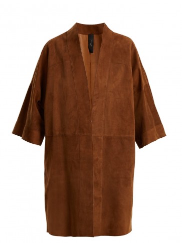 GIANI FIRENZE Kimono-sleeve brown suede coat