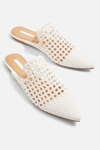 Topshop Knot Woven Mules | white pointy flats