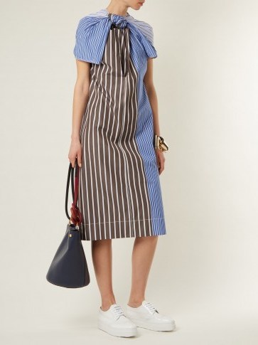 MARNI Knot-front striped cotton-poplin dress ~ chic day dresses ~ spring style - flipped