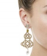 ANNA E ALEX Lamé Silk Passementerie Chandelier Pearl Drop Earrings ~ ornate statement jewellery