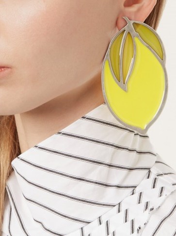 JACQUEMUS Le Citron lemon and spiral earrings ~ fruit statement jewellery - flipped