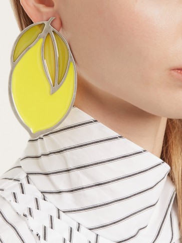 JACQUEMUS Le Citron lemon and spiral earrings ~ fruit statement jewellery