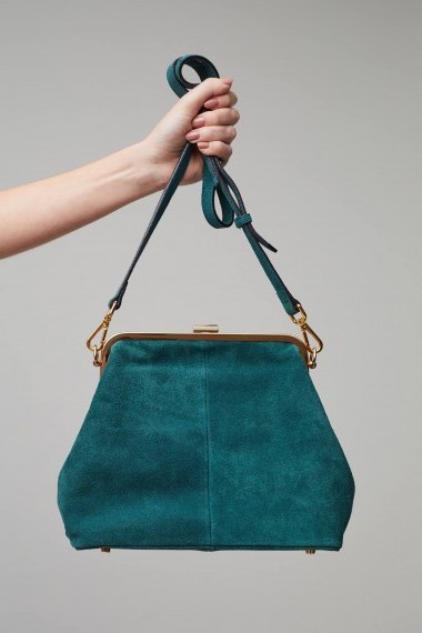 Neuville Leah Suede Mini Bag | green vintage style handbags - flipped
