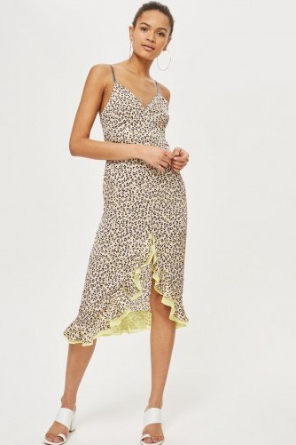 Topshop Leopard Ruffle Midi Slip Dress | animal print cami dresses - flipped