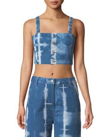 Levi’s Made & Crafted Button-Front Tie-Dye Denim Crop Top - flipped
