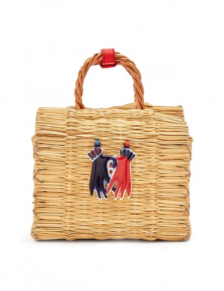 HEIMAT ATLANTICA Liebe Biman porcelain-embellished box bag. SMALL WOVEN TOP HANDLE BAGS