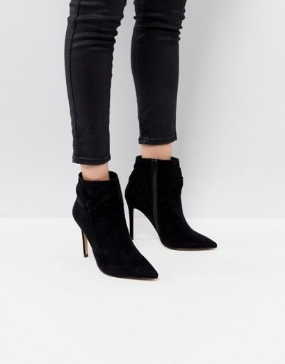 Lipsy Bow Detail Pointed Ankle Boot ~ black pointy toe boots - flipped
