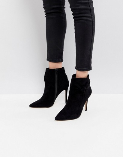 Lipsy Bow Detail Pointed Ankle Boot ~ black pointy toe boots