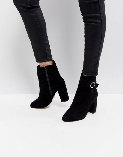 Lipsy Ring Buckle Detail Boot ~ black chunky heel ankle boots