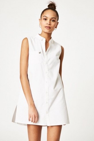 JACK WILLS LUELLA SLEEVELESS SHIRT DRESS – white dresses for spring - flipped