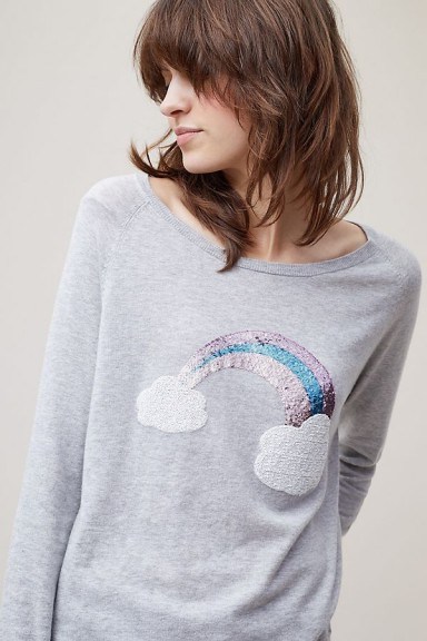 Magga Embellished Jumper | grey sequin rainbow jumpers - flipped