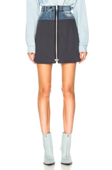 MAISON MARGIELA Denim & Knit Zip Front Mini Skirt | short zipped skirts - flipped