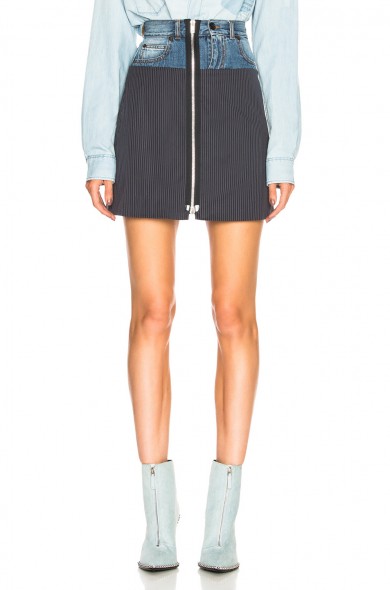MAISON MARGIELA Denim & Knit Zip Front Mini Skirt | short zipped skirts