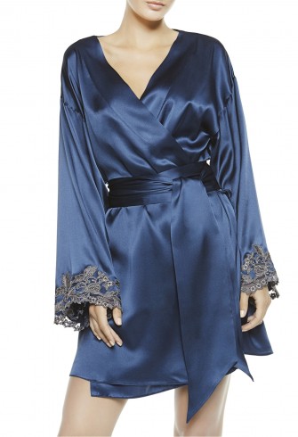 LA PERLA MAISON Robe – blue silk robes – luxe nightwear