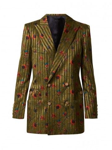 BLAZÉ MILANO Marga Everyday floral-jacquard silk blazer ~ olive-green jackets - flipped