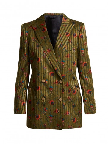 BLAZÉ MILANO Marga Everyday floral-jacquard silk blazer ~ olive-green jackets