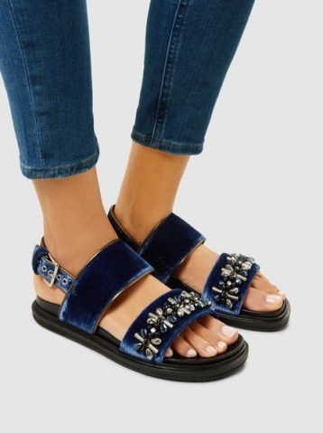 MARNI‎ Embellished Velvet Sandals ~ luxe chunky flats - flipped