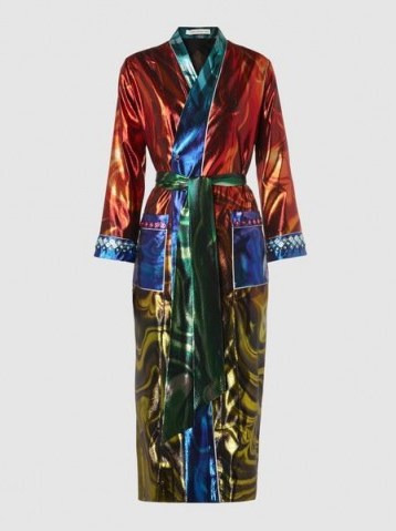 MARY KATRANTZOU‎ Merlin Embellished Satin-Jacquard Robe ~ luxe metallic robes ~ statement coats - flipped