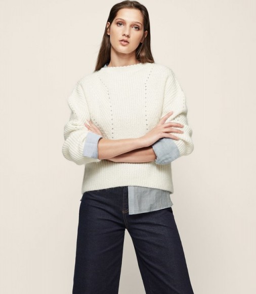 Reiss MEAGAN RIBBED CREW-NECK JUMPER OFF WHITE / casual chic knits
