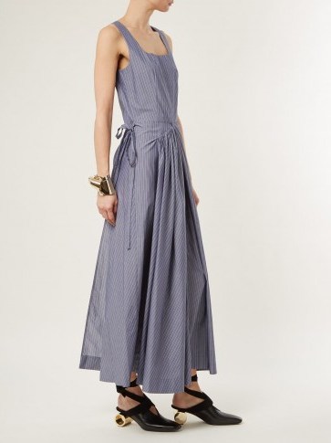 MOLLY GODDARD Mika asymmetric pinstriped cotton dress ~ elegant sun dresses - flipped