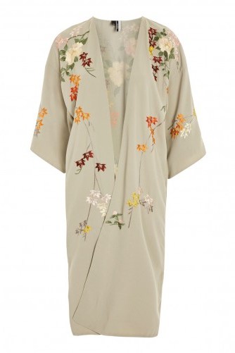 Topshop Mint Embroidered Kimono | light-green kimonos | lightweight spring jackets - flipped
