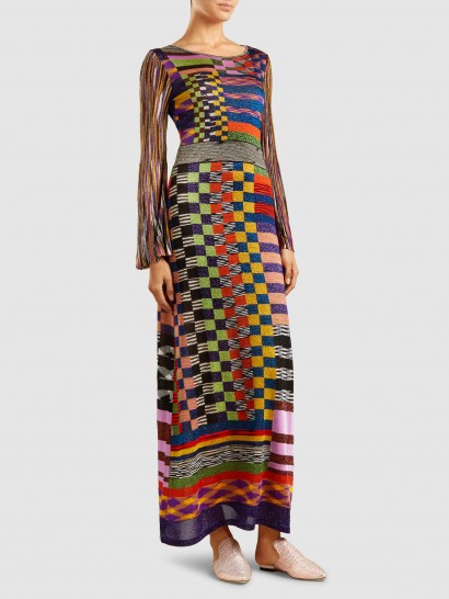 MISSONI‎ Metallic Crochet-Knit Maxi Dress ~ long multicoloured dresses