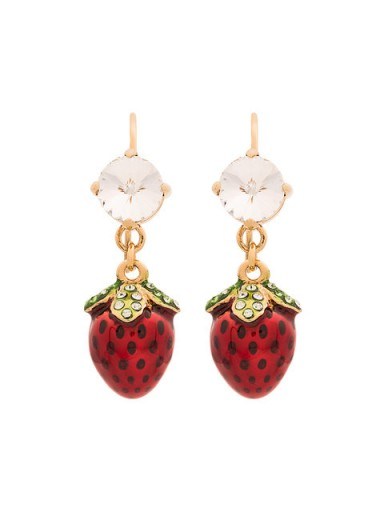 MIU MIU crystal strawberry earrings / fun fruit themed jewellery - flipped