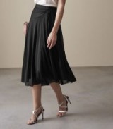 Reiss MORA MIDI SKIRT BLACK – gathered flowing skirts – feminine style clothing