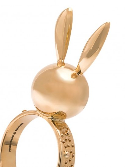 NATASHA ZINKO bunny head and ears ring / cute rabbit jewellery / 18ct gold rings - flipped
