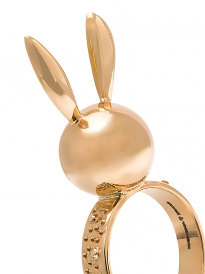 NATASHA ZINKO bunny head and ears ring / cute rabbit jewellery / 18ct gold rings