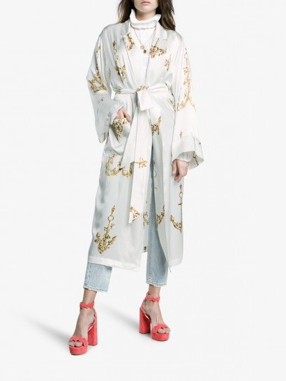 Natasha Zinko Silk Robe Jacket With Anchor Print ~ luxe robes - flipped