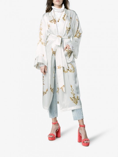 Natasha Zinko Silk Robe Jacket With Anchor Print ~ luxe robes