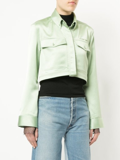 OFF-WHITE light-green cropped jacket | luxe jackets