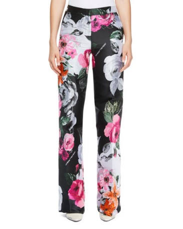 Off-White Wide-Leg Floral-Jacquard Pants – as worn by Kendall Jenner out in NYC, 11 February 2018. Celebrity fashion | models suit pants