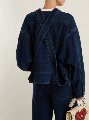 VALENTINO Oversized cotton-denim jacket ~ collarless jackets
