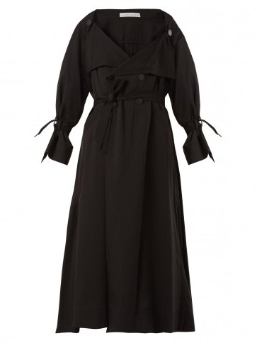 PALMER//HARDING Oversized notch-lapel trench coat ~ chic black tie cuff coats - flipped