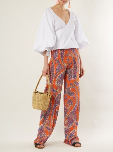 ETRO Palazzo paisley-print silk-crepe trousers ~ chic wide leg summer pants - flipped
