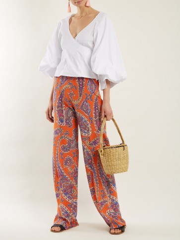 ETRO Palazzo paisley-print silk-crepe trousers ~ chic wide leg summer pants