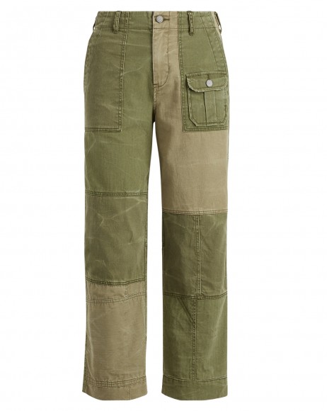 POLO RALPH LAUREN Patchwork Cotton Chino Pant ~ khaki-green patch chinos