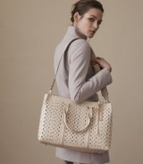 Reiss PICTON LASER CUT LASER-CUT LEATHER TOTE ECRU – spring handbags – large neutral bags – chic accessories