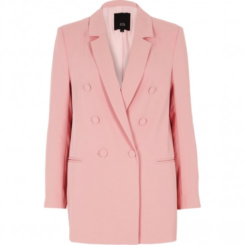 River Island Pink double breasted style blazer – longline jackets