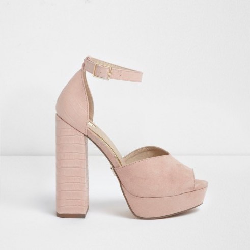 River Island Pink peep toe platform sandals – chunky platforms - flipped