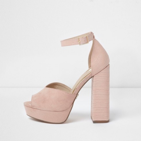 River Island Pink peep toe platform sandals – chunky platforms