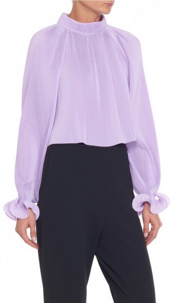 TIBI PLEATED CROPPED TOP – lavender high neck tops - flipped