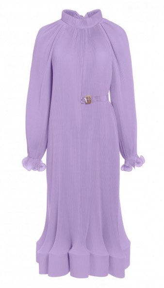 TIBI PLEATED DRESS WITH REMOVABLE BELT – lavender dresses - flipped